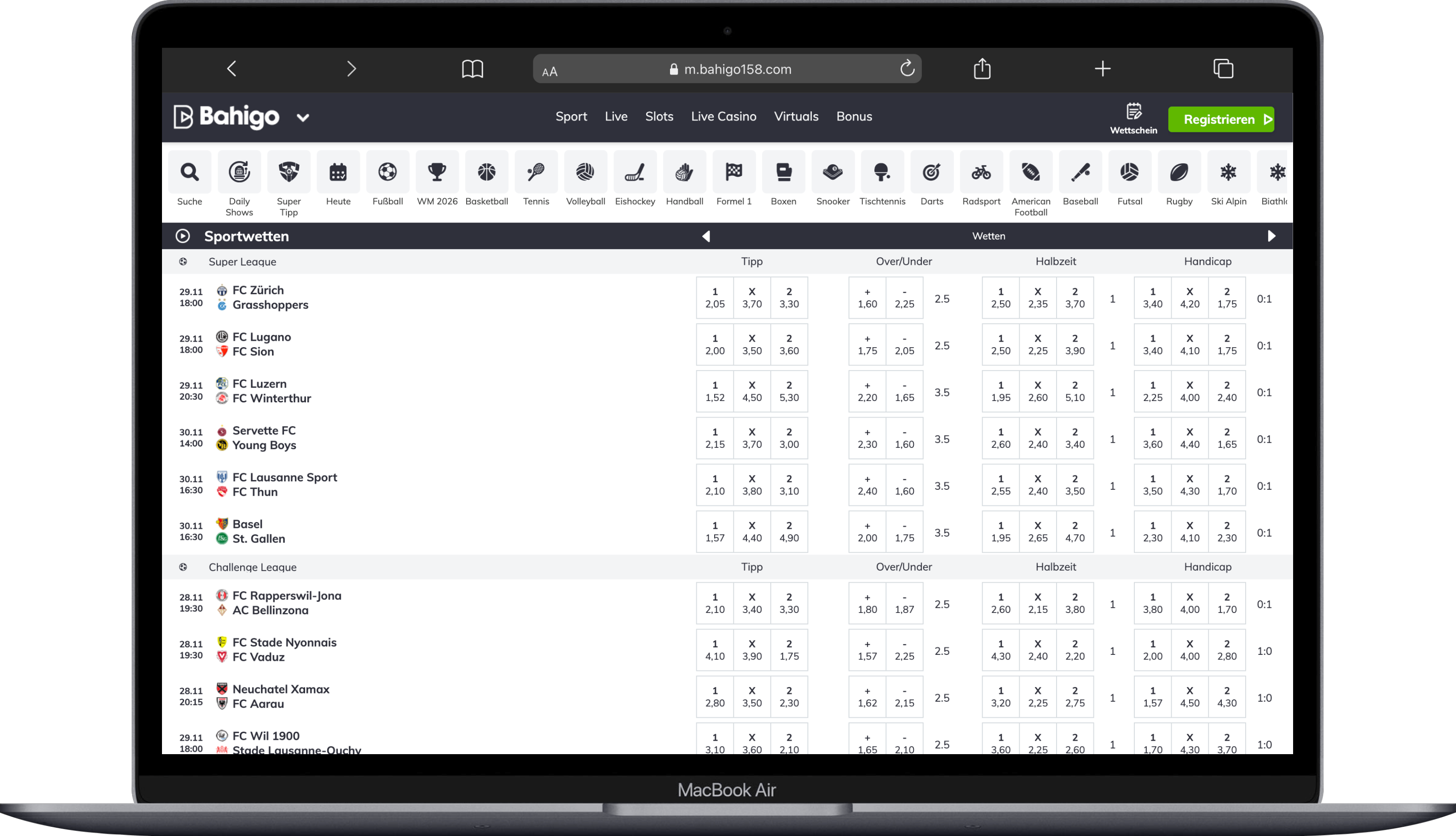 Bahigo Super League Wetten