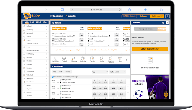 Bet3000 Sportwetten Angebot