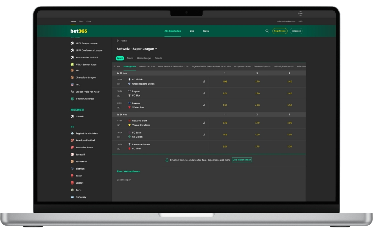 Bet365 Super League Wetten