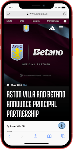 Betano Aston Villa Sponsoring
