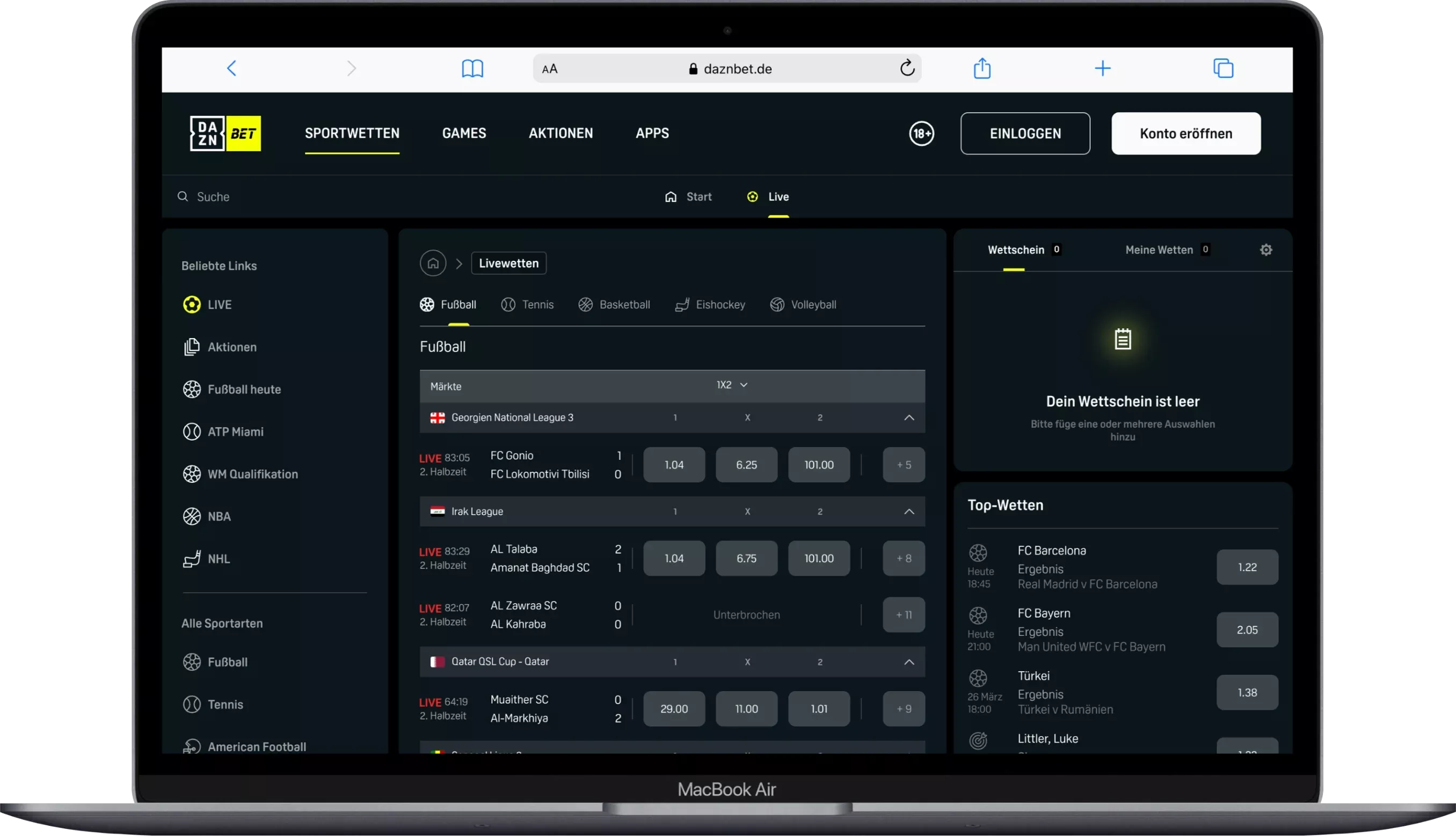 DAZN Bet Livewetten Fussball