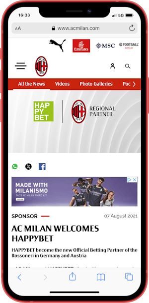 HAPPYBET AC Mailand Sponsoring
