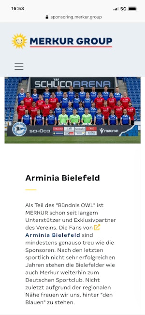 Merkur ist Sponsor von Arminia Bielefeld