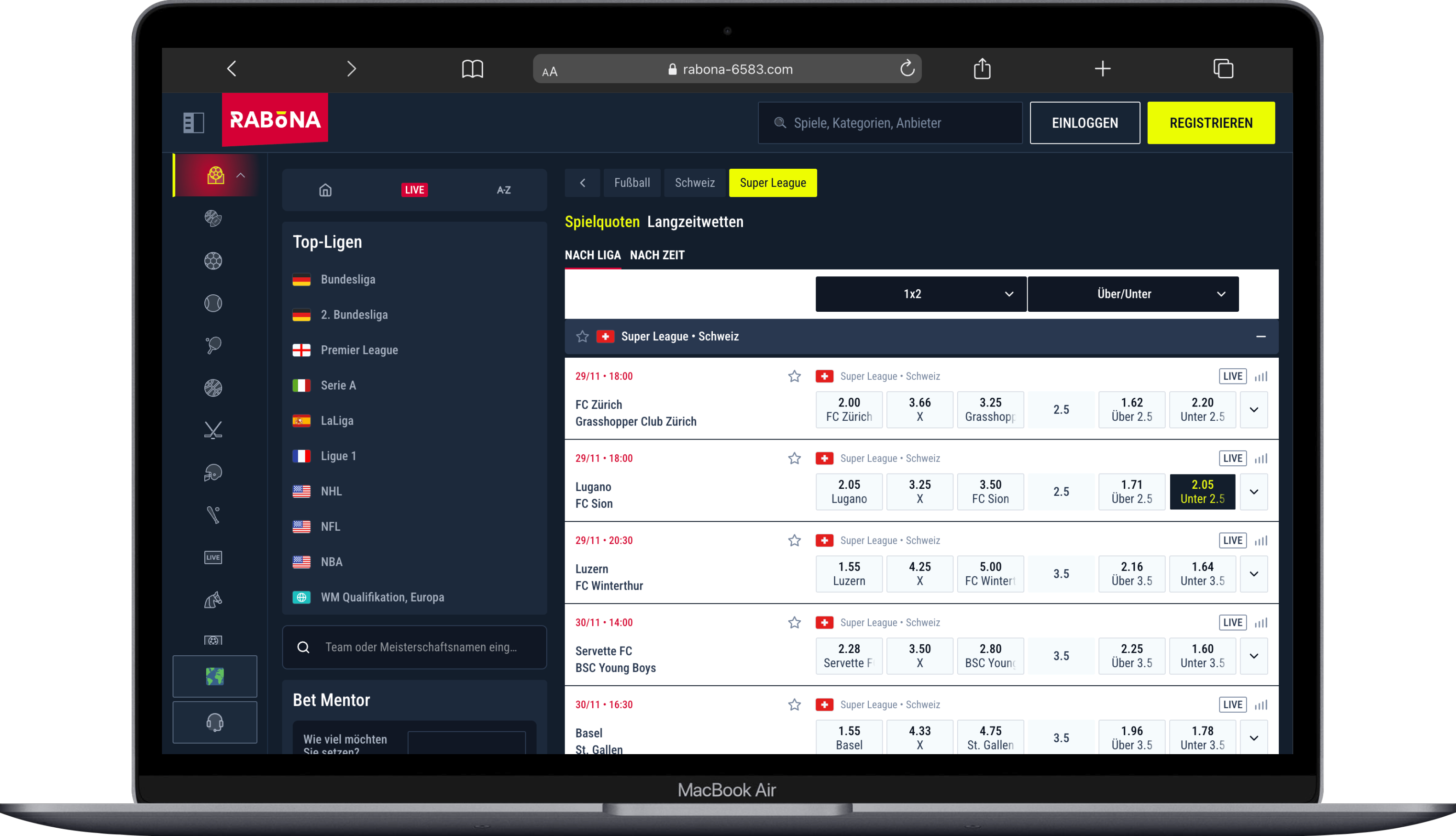 Rabona Super League Wetten