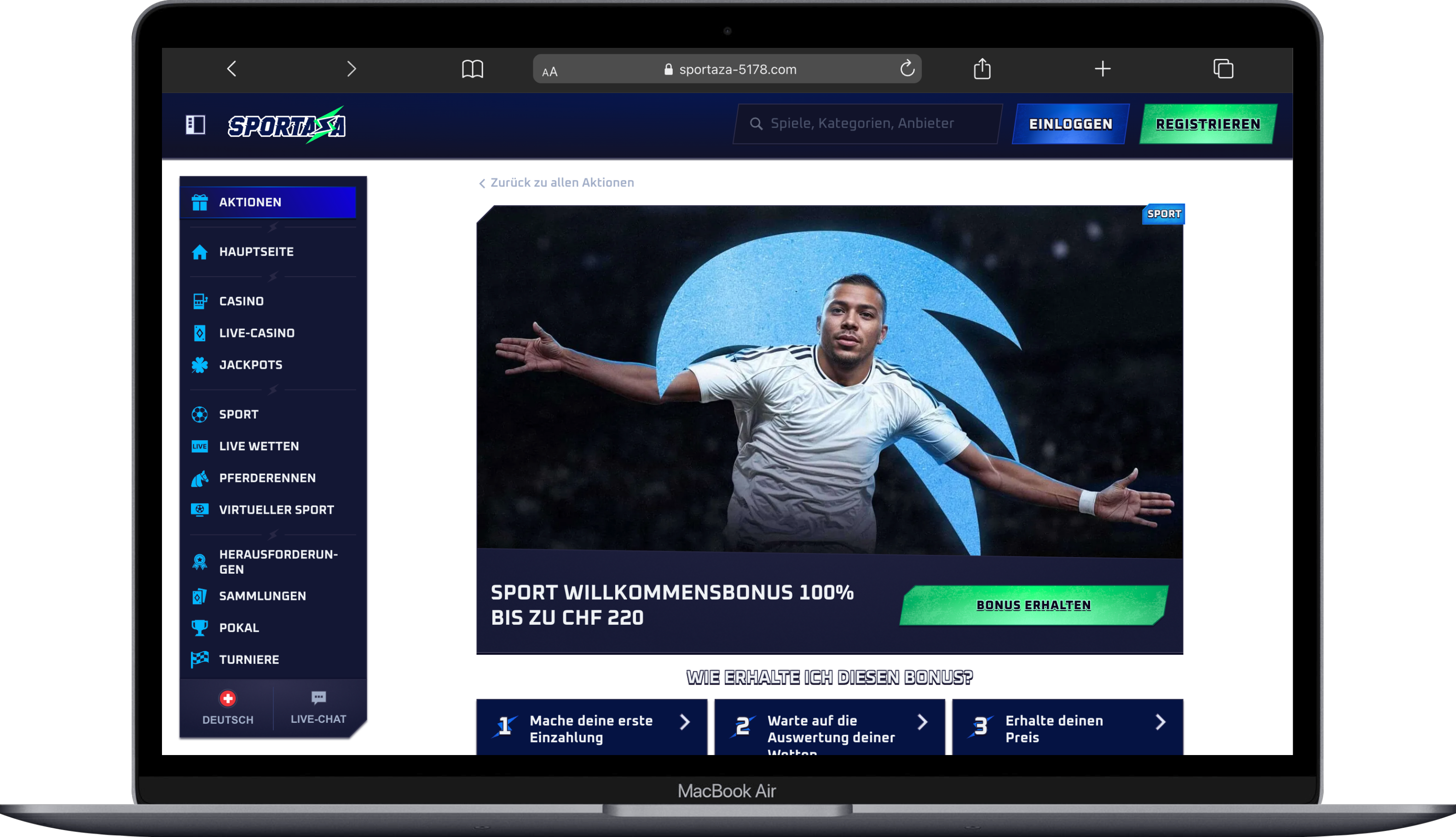 Sportaza Sportwetten Bonus Schweiz