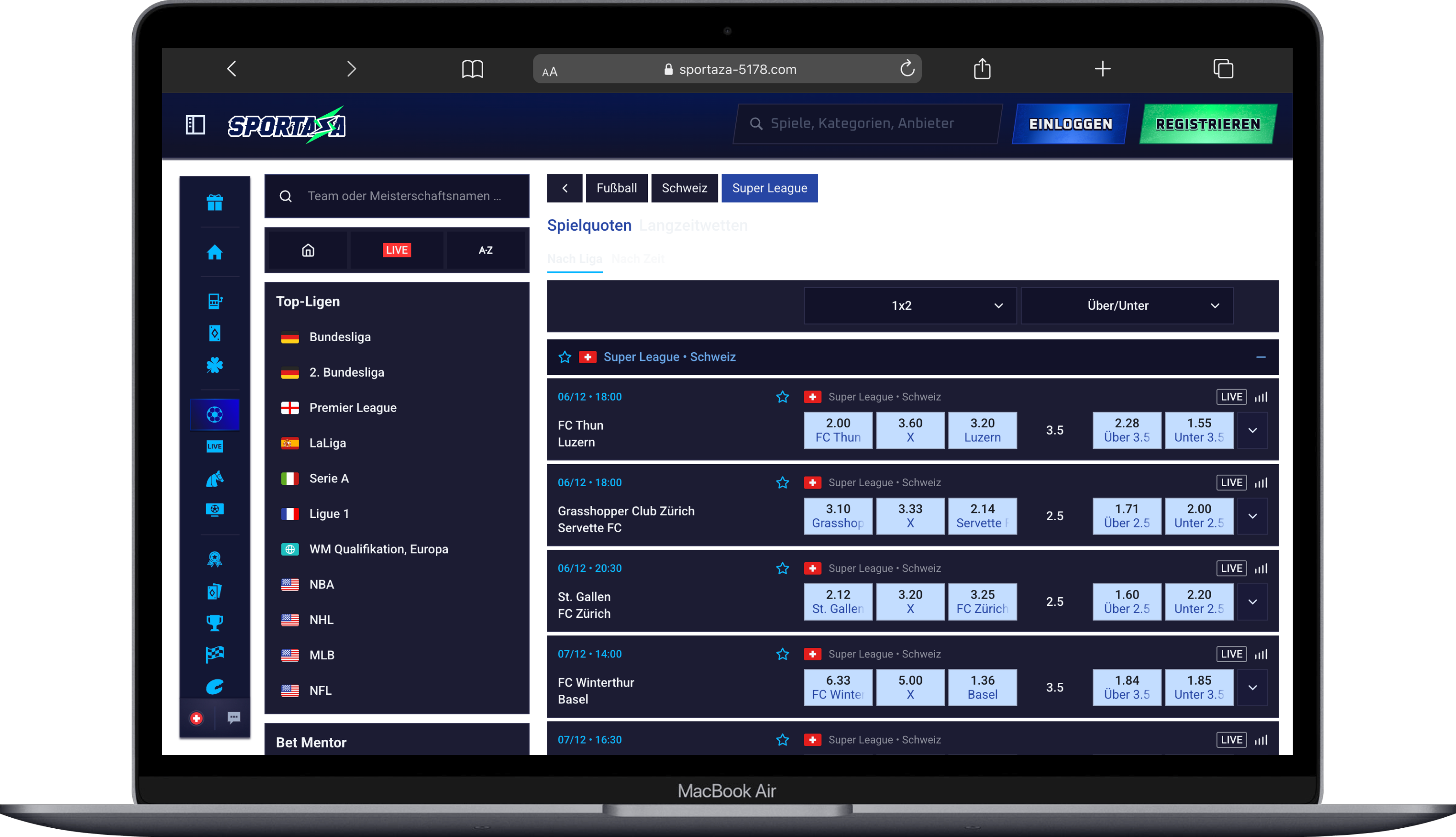 Sportaza Super League Wetten