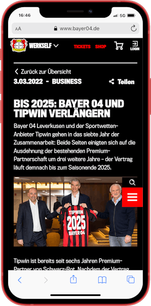 Tipwin Bayer 04 Leverkusen Sponsoring