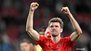 Thomas Mueller vom FC Bayern Muenchen beim Jubel