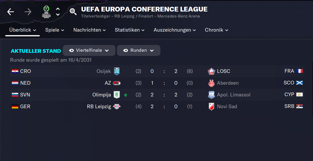 FM23: Olimpija scheitert erst im Halbfinale