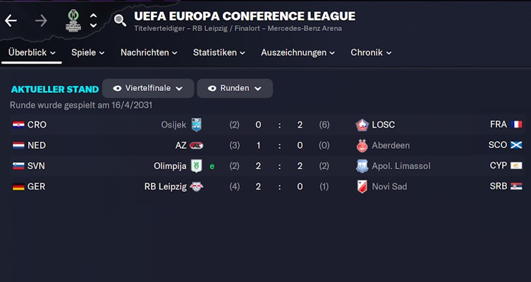 FM23: Olimpija scheitert erst im Halbfinale