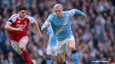 Declan Rice Arsenal und Erling Haaland Man City im direkten Duell im April 2026